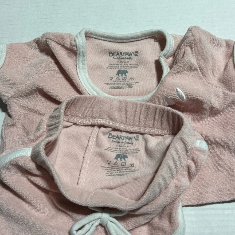 BearPaw 2 piece Terry retro style ringer tee & shorts set 2T